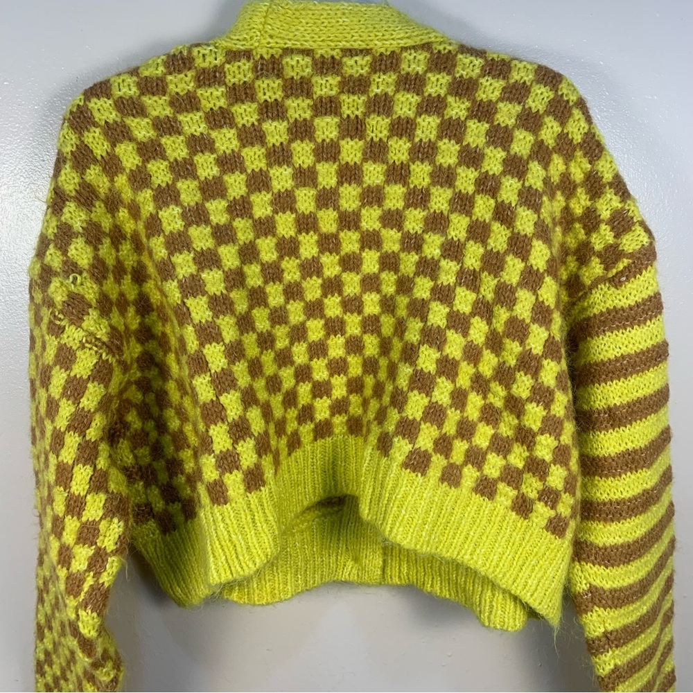 ZARA Bloggers Fav Jacquard Combination Chunky Cropped Cardigan Knit - Picture 10 of 11